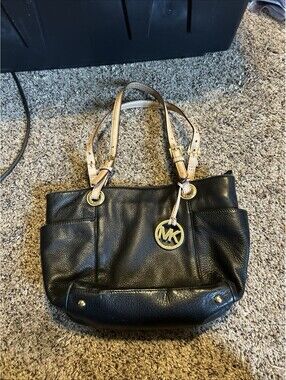 michael kors handbag Leather Jet Set Black Bag